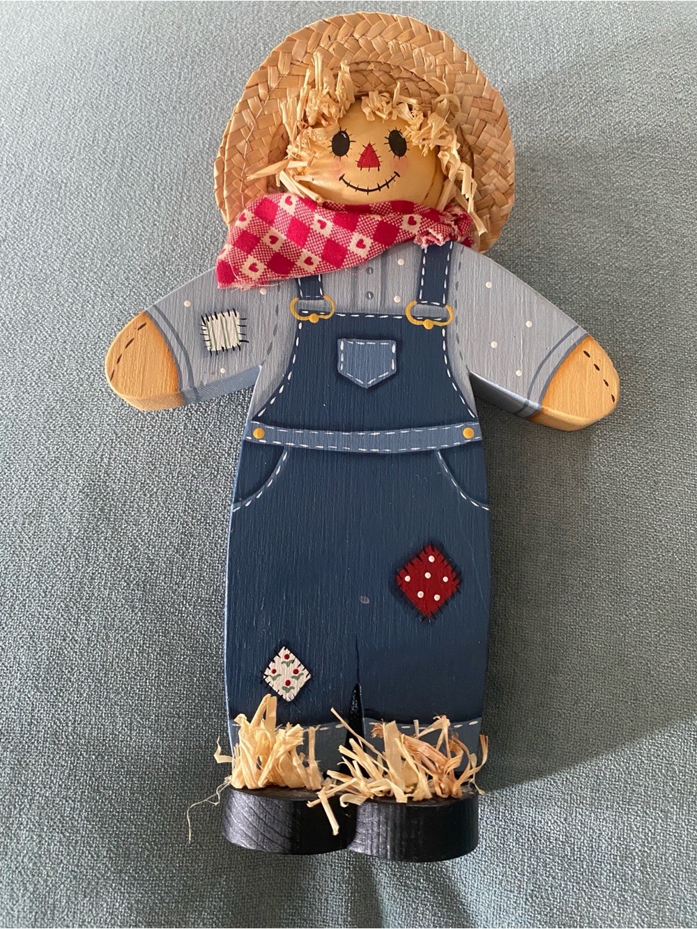 Vintage Wood Scarecrow Shelf Sitter Fall Autumn Decor 10x6